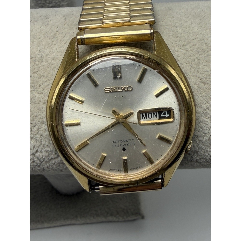 Seiko 6119-7090 Vintage Working Automatic Mens Watch 36MM 6.75" Memorex Stretch
